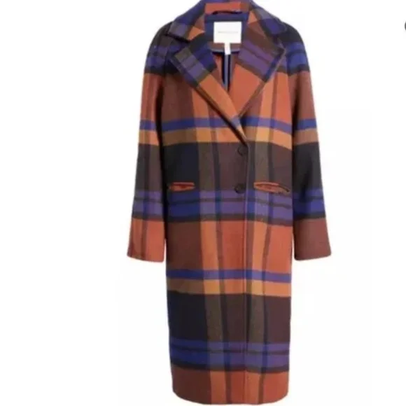 Avec Les Filles Plaid Pattern Coat in Blue | NWOT | Size XS - Picture 8 of 17